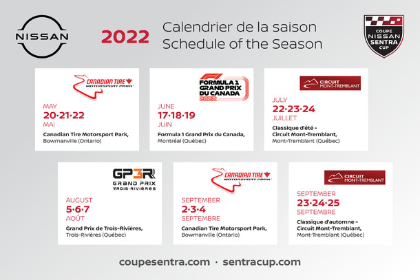 La Coupe Nissan Sentra présente son calendrier 2022